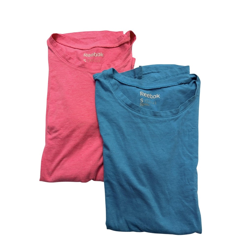 Reebok Shirt Womens Small‎ Pink Blue Crew Neck Short Sleeve Lot 2 Pack Tee